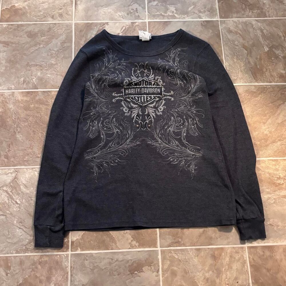 Vtg Y2K women’s Harley halter top grunge longsleeve tee, no flaws, size 2X women
